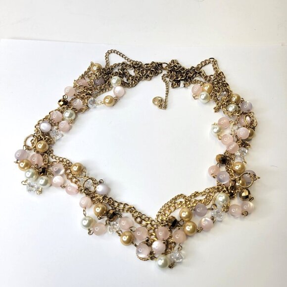 Pink and Gold Bead Multistrand Long Necklace -38" Necklace - Picture 6 of 7